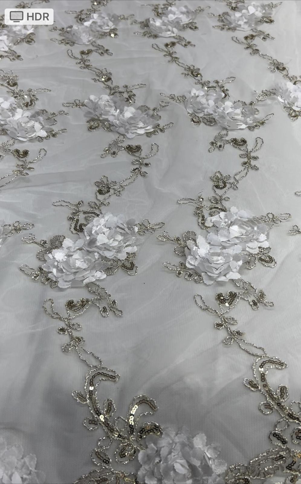 Ribbon Work Roses On Mesh
