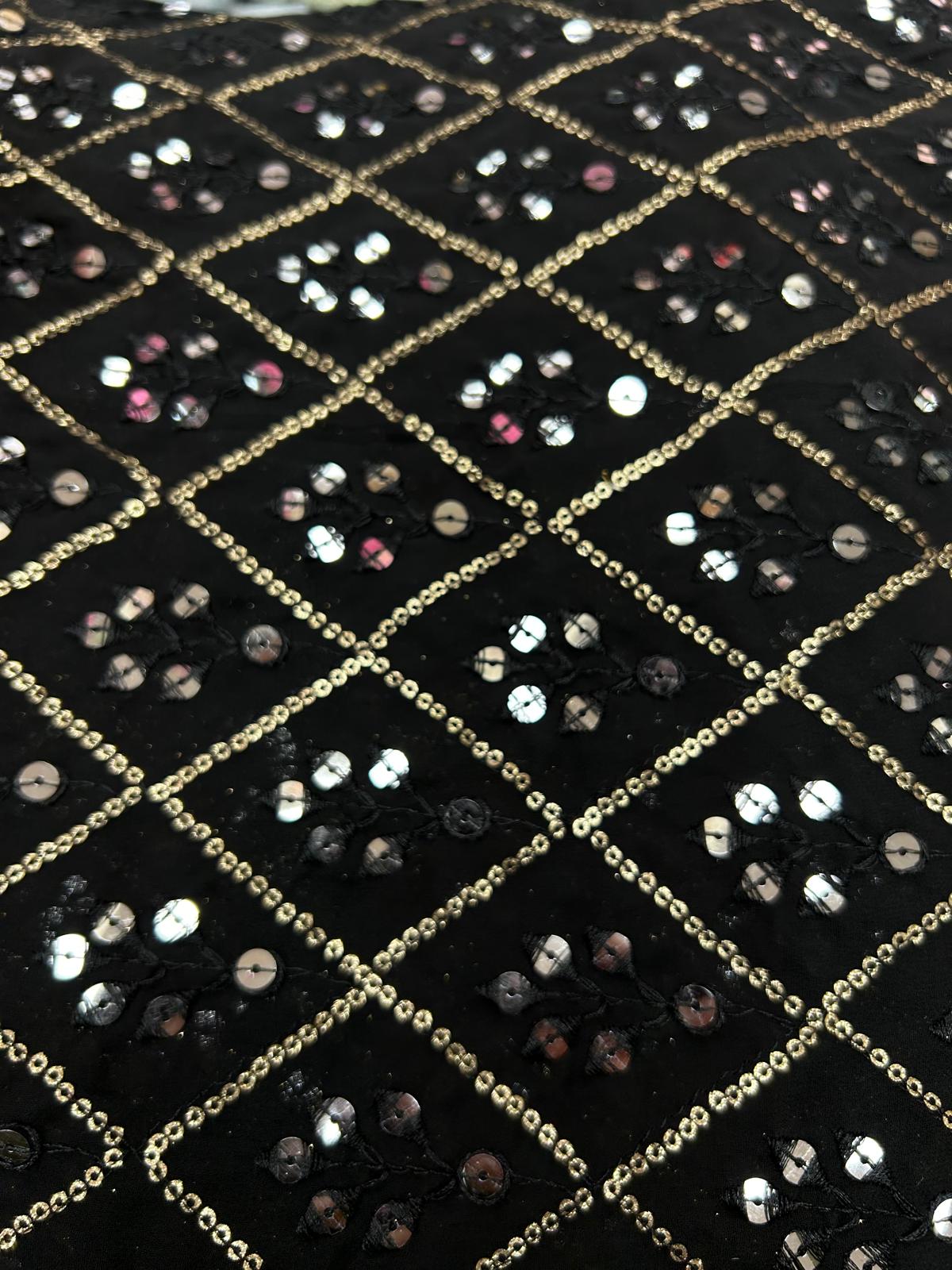 Mirror Look Embroiderd Fabric