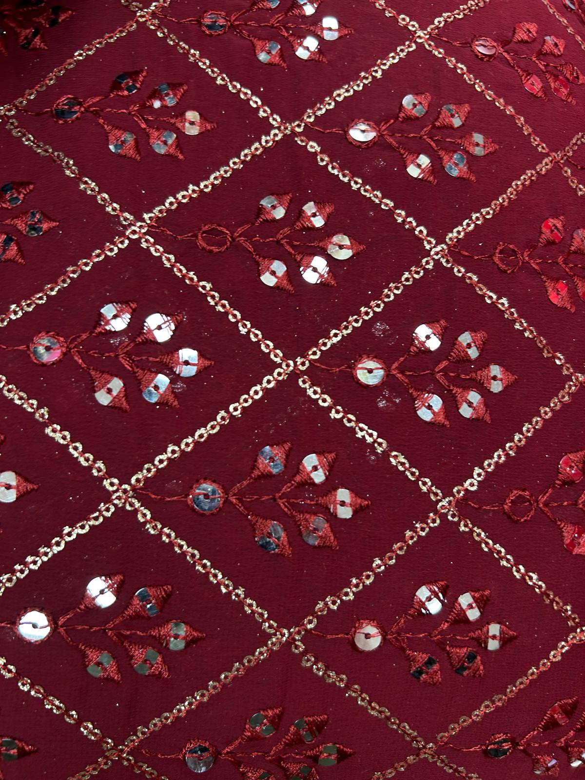 Mirror Look Embroiderd Fabric
