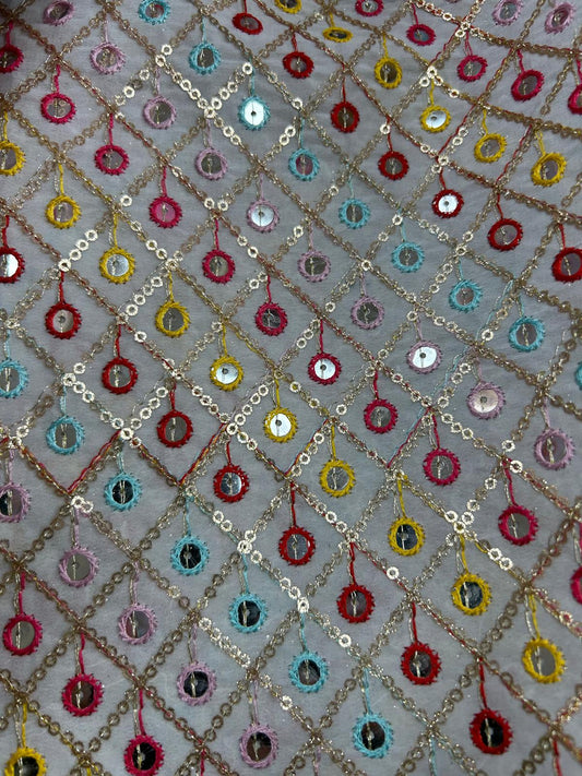 Mirror Look Embroiderd Fabric
