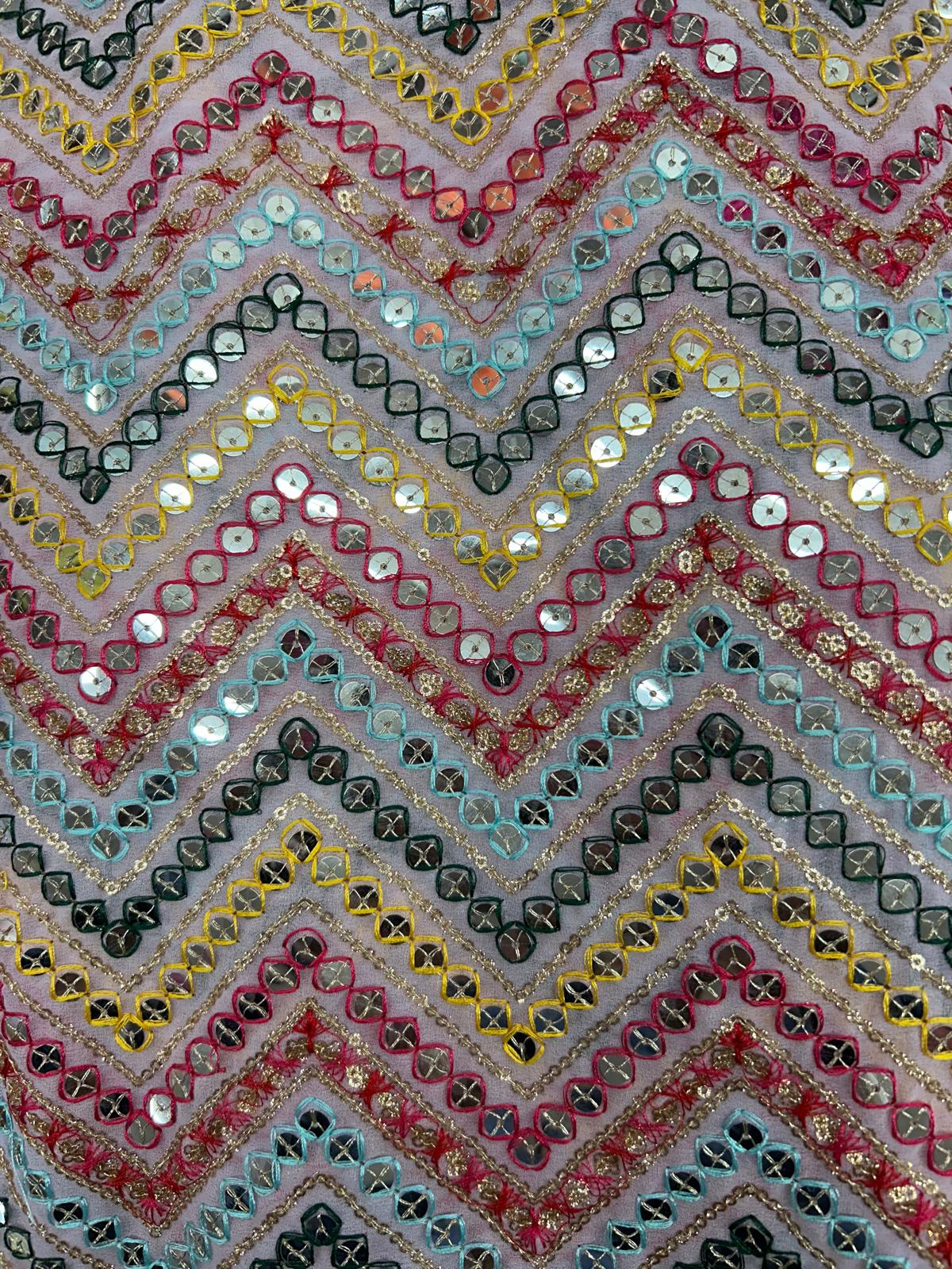 Mirror Look Embroiderd Fabric