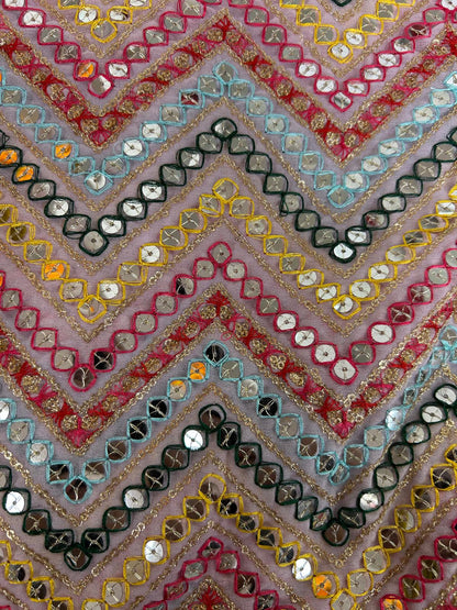 Mirror Look Embroiderd Fabric